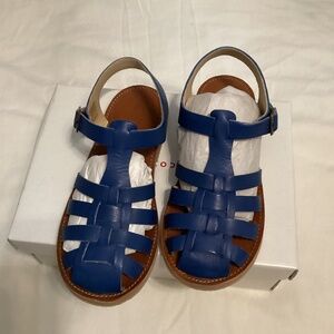 Tiny cottons (European brand) unisex blue fisherman leather sandals size 34E/3US
